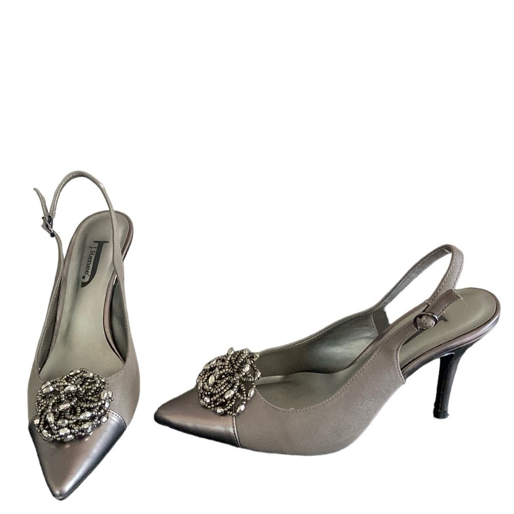 J. Renee’ Silver Gray Beaded Slingback Heel